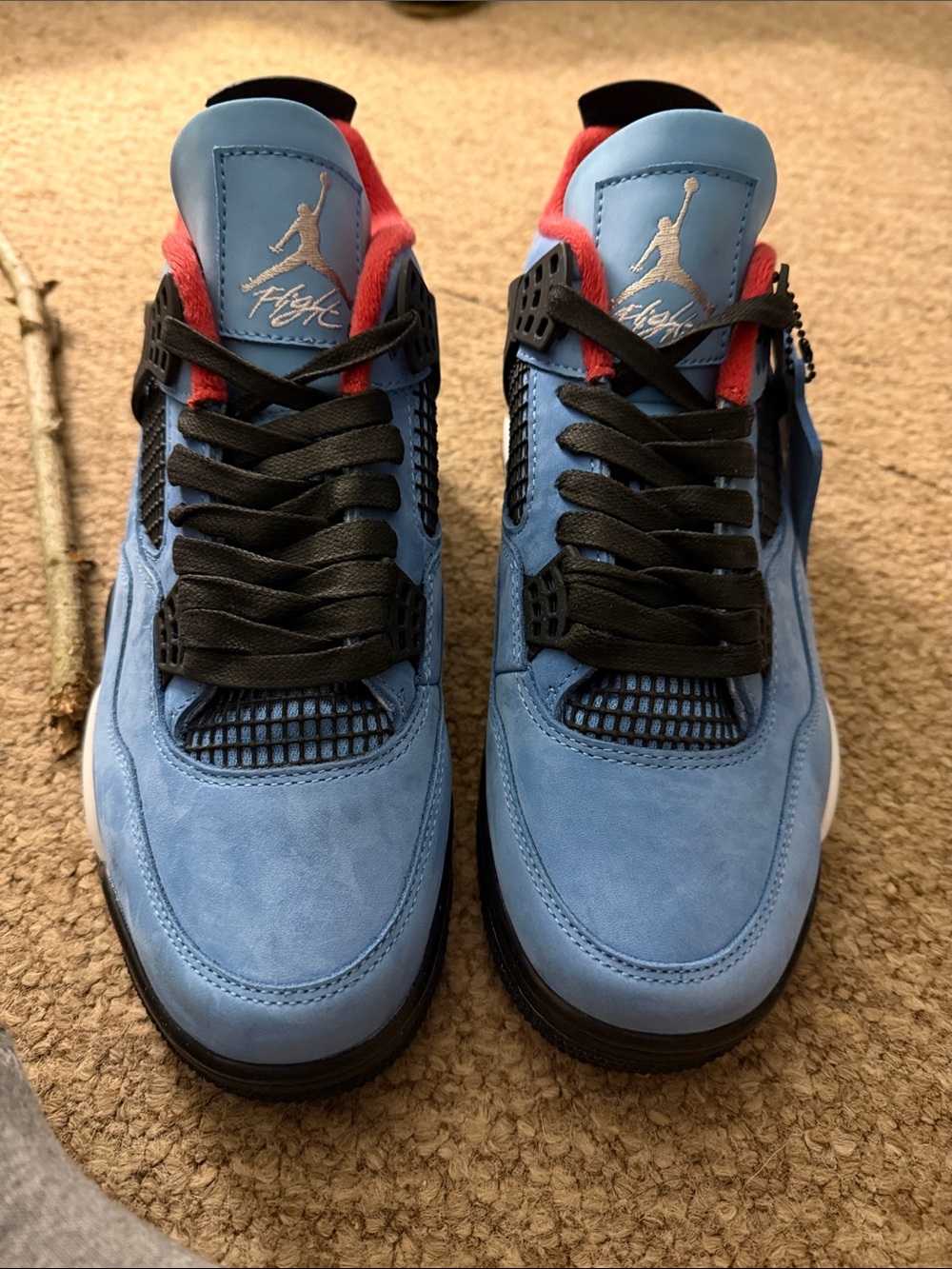 Jordan Men's Sneakers in Light Blue with Red and Black Accents